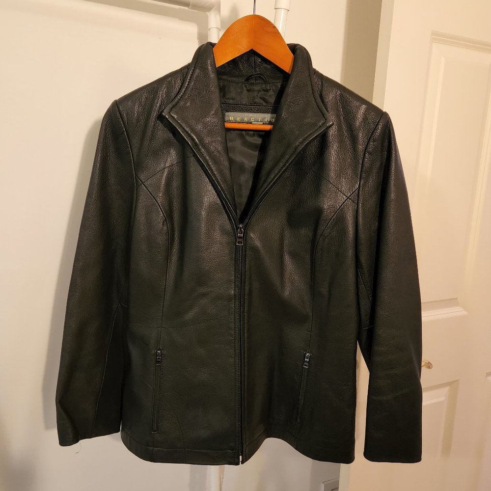 Kenneth Cole Reaction | 100% Leather Fitted Jacket with pockets, Women's Small
